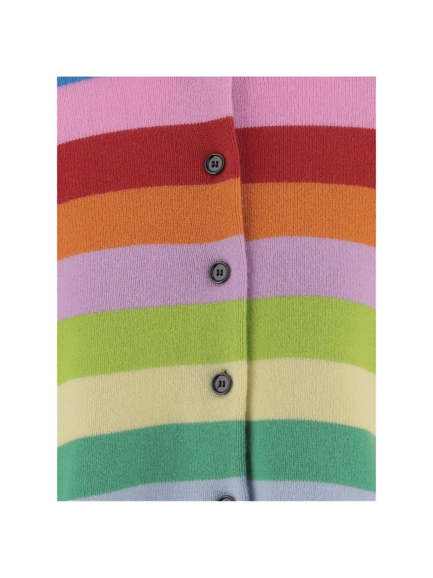 Allude Multicolor Horizontal Striped Cashmere Cardigan