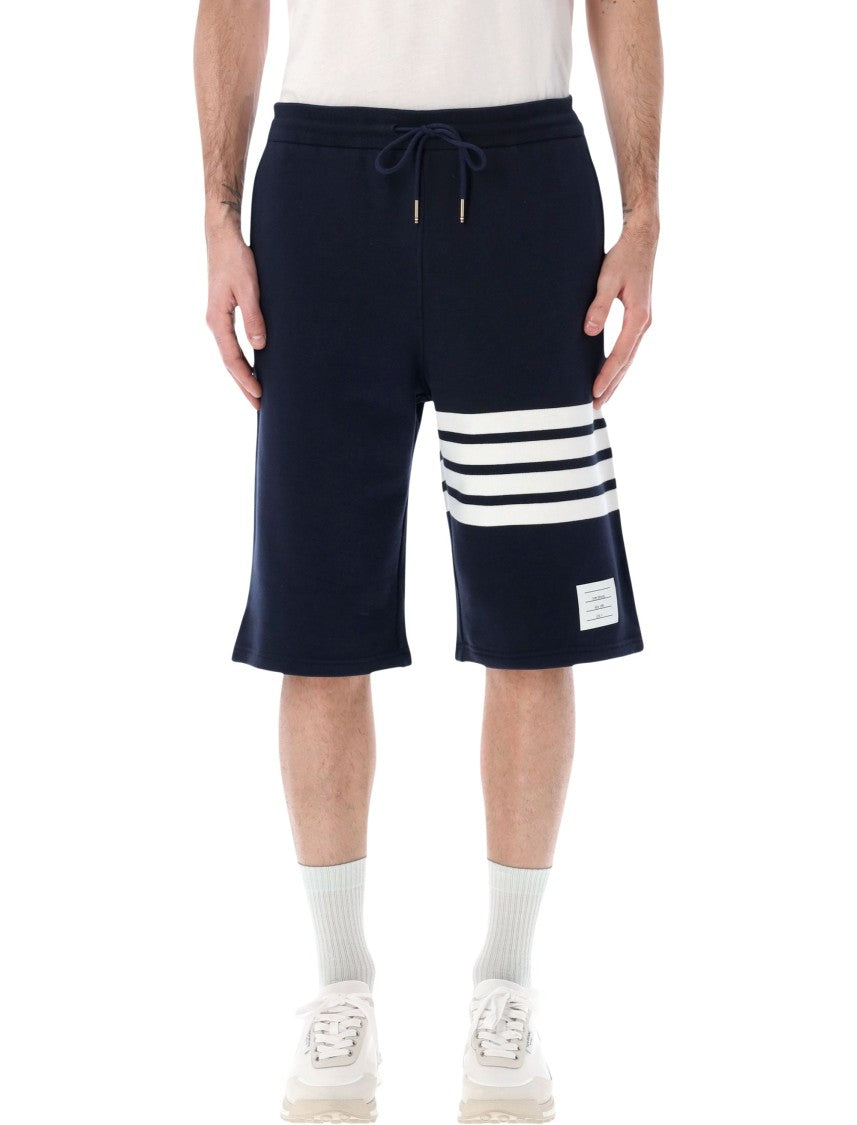 Thom Browne Relaxed Fit Fleece Sweatshorts With Iconic Stripe Detail