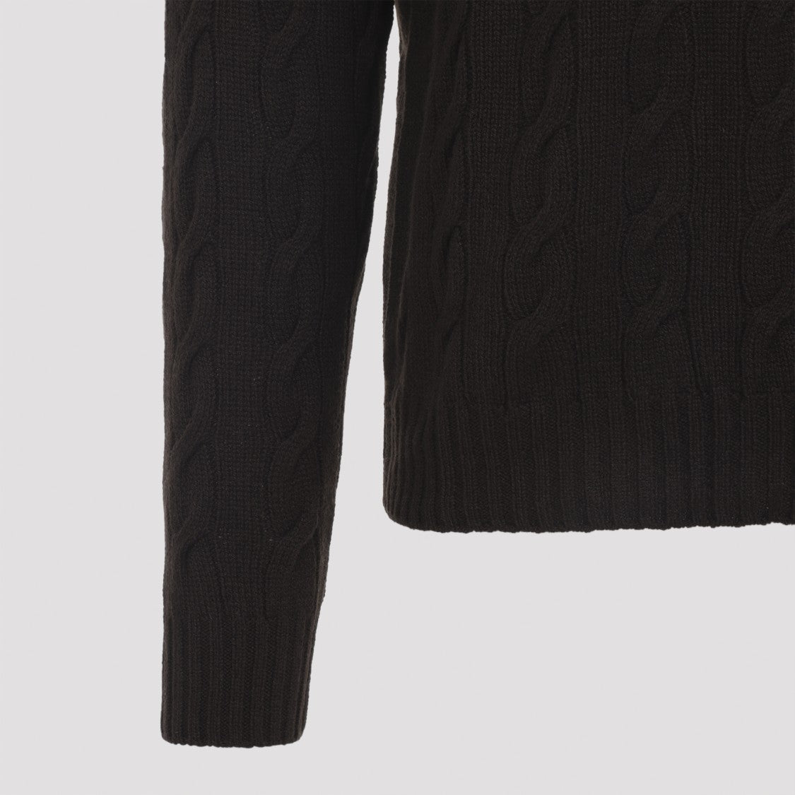 Ralph Lauren X Purple Label Dark Brown Cashmere Cable Knit Pullover