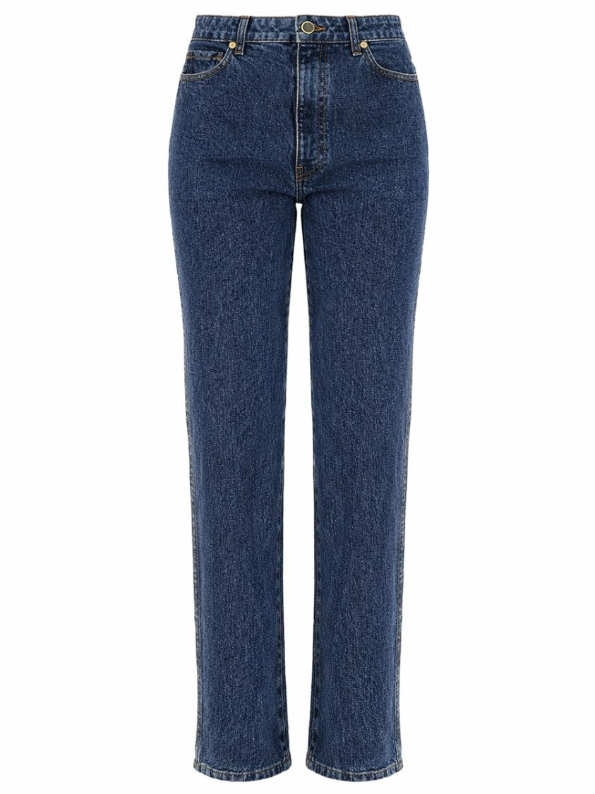 Khaite Danielle Classic Straight-Leg Mid-Rise Cotton Jeans