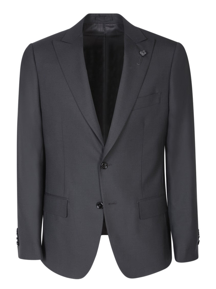 Lardini Black Wool Suit