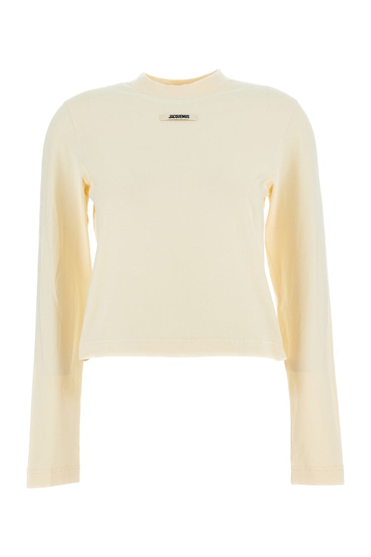 Jacquemus Cropped Cream Long-Sleeved T-Shirt