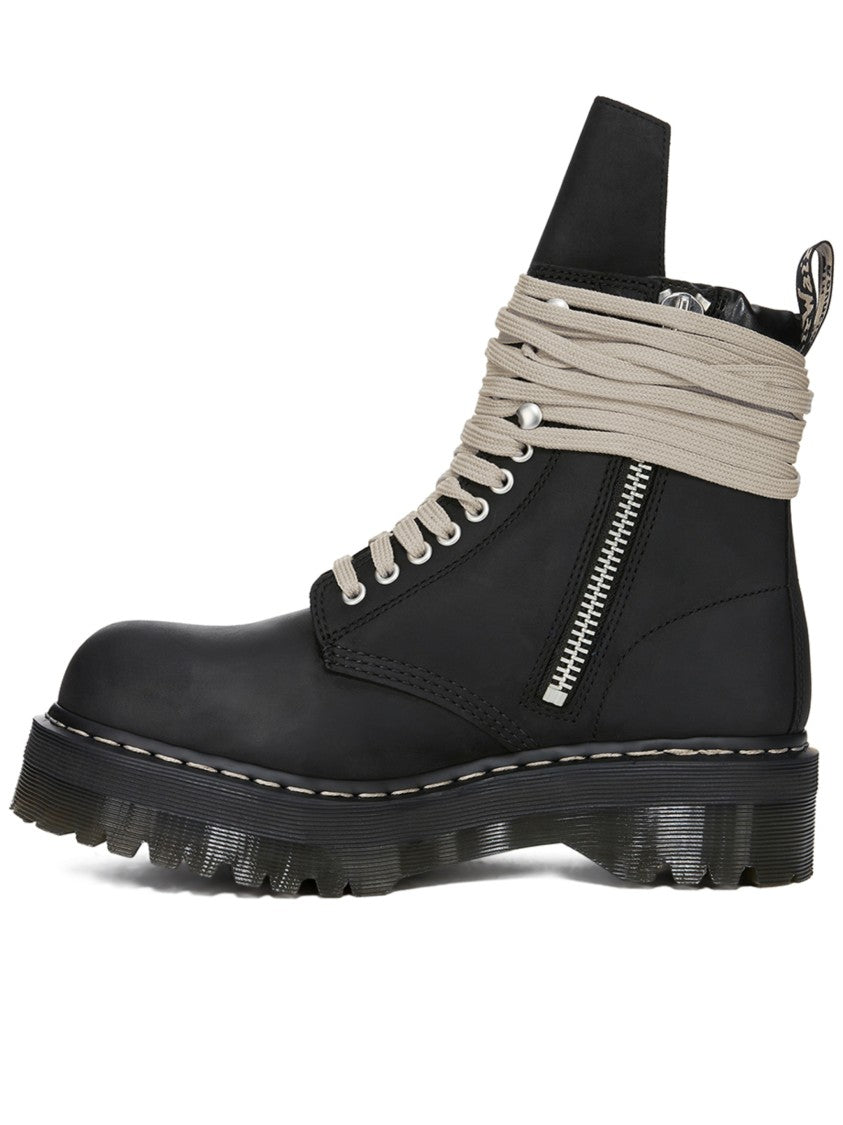 Dr. Martens Robust Black Leather Quad Sole Steel Toe Boot