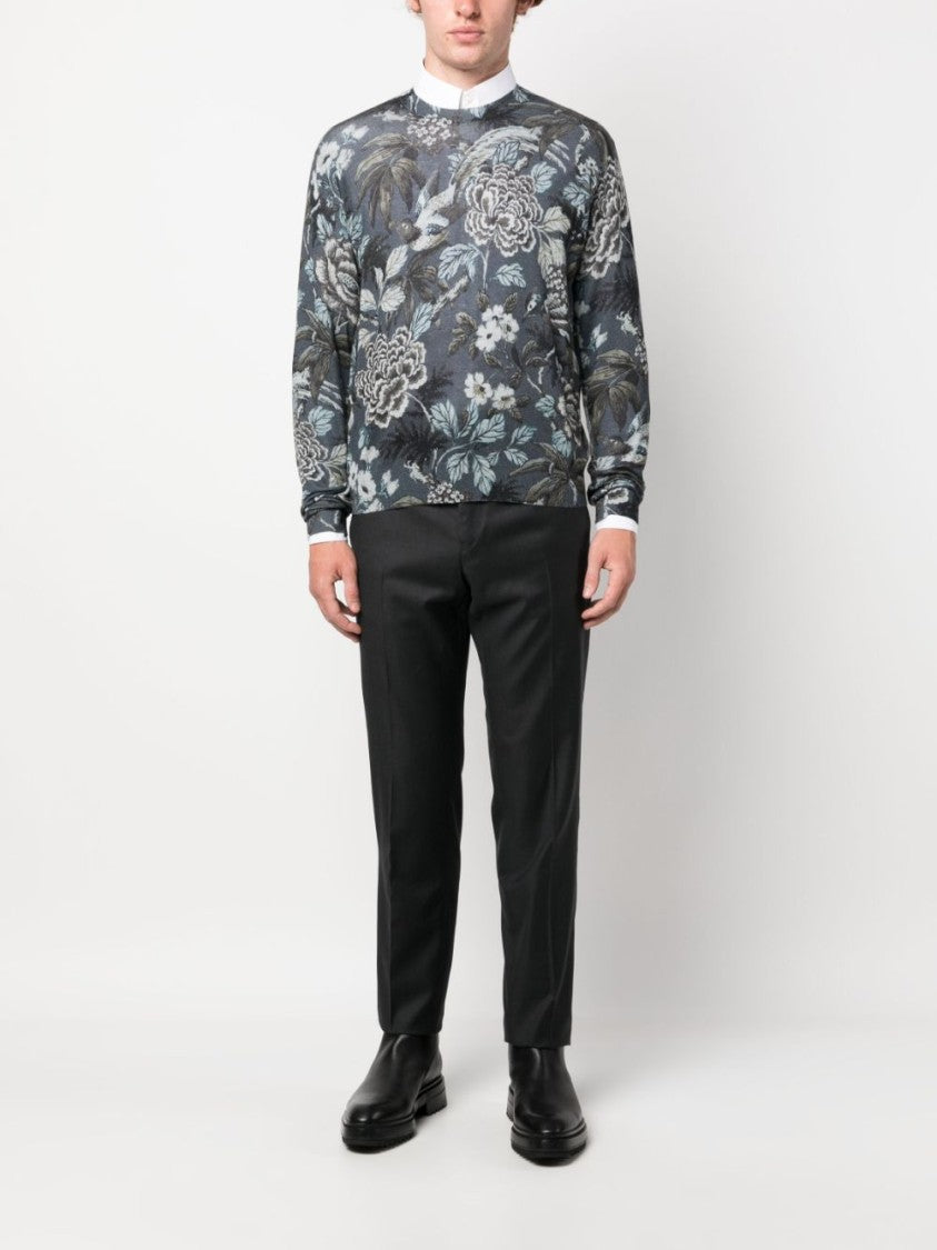Lanvin Slim-Cut Virgin Wool Trousers In Anthracite Grey