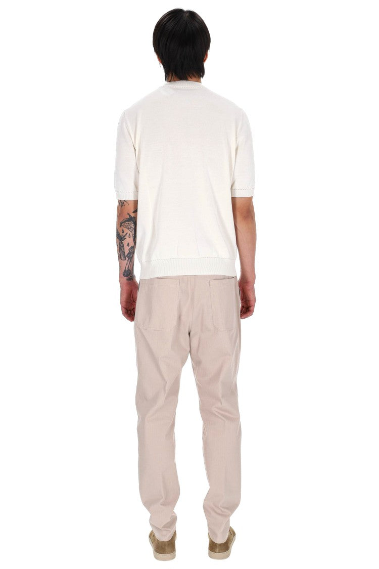 Eleventy White Saddle-Stitched Cotton T-Shirt