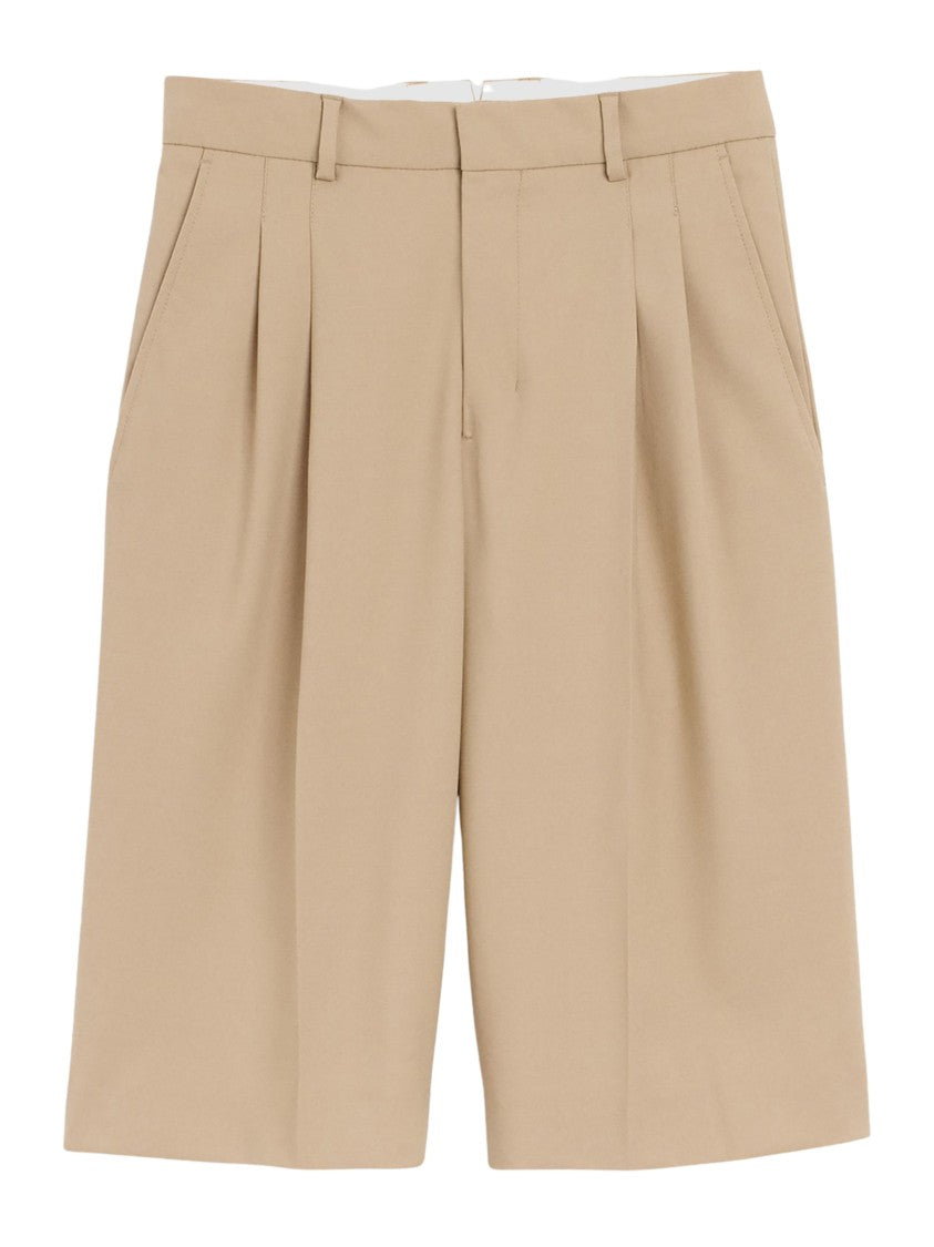 Ami Paris Beige Front Darts Wool Shorts