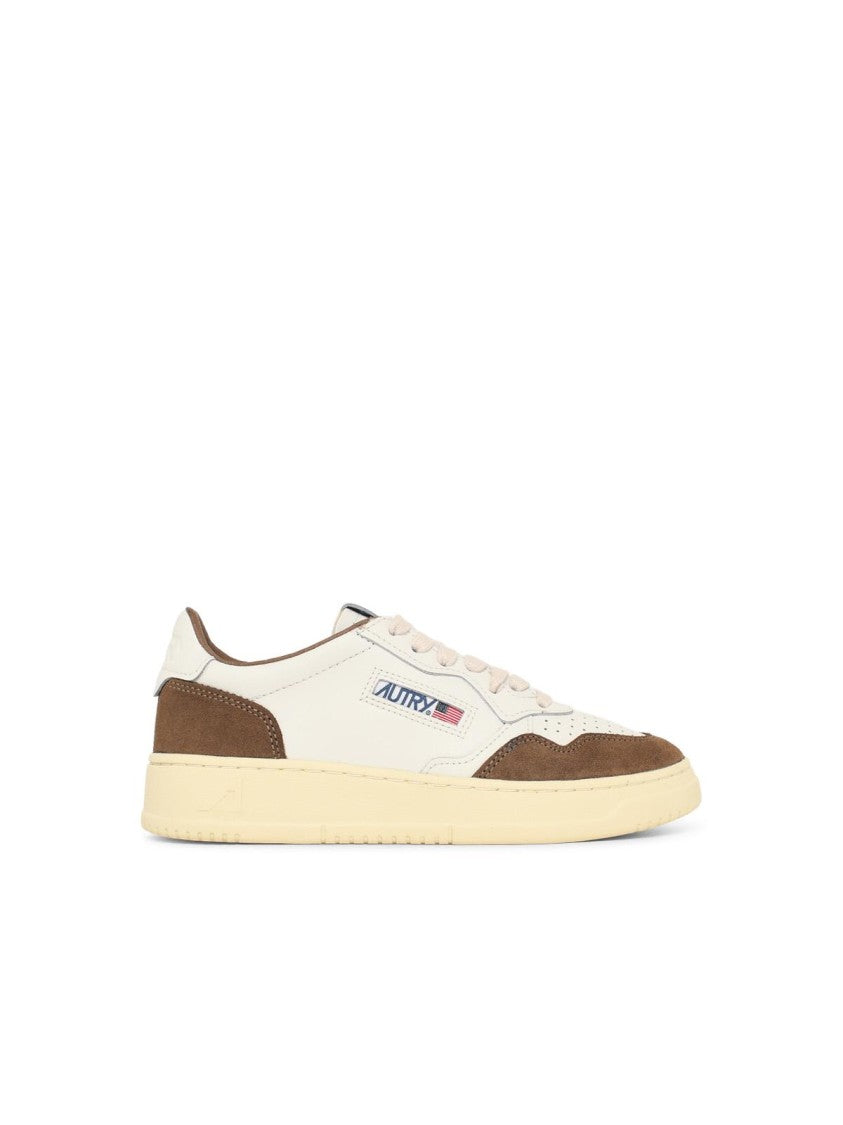 Autry 'Medalist Low' White And Brown Leather Sneakers
