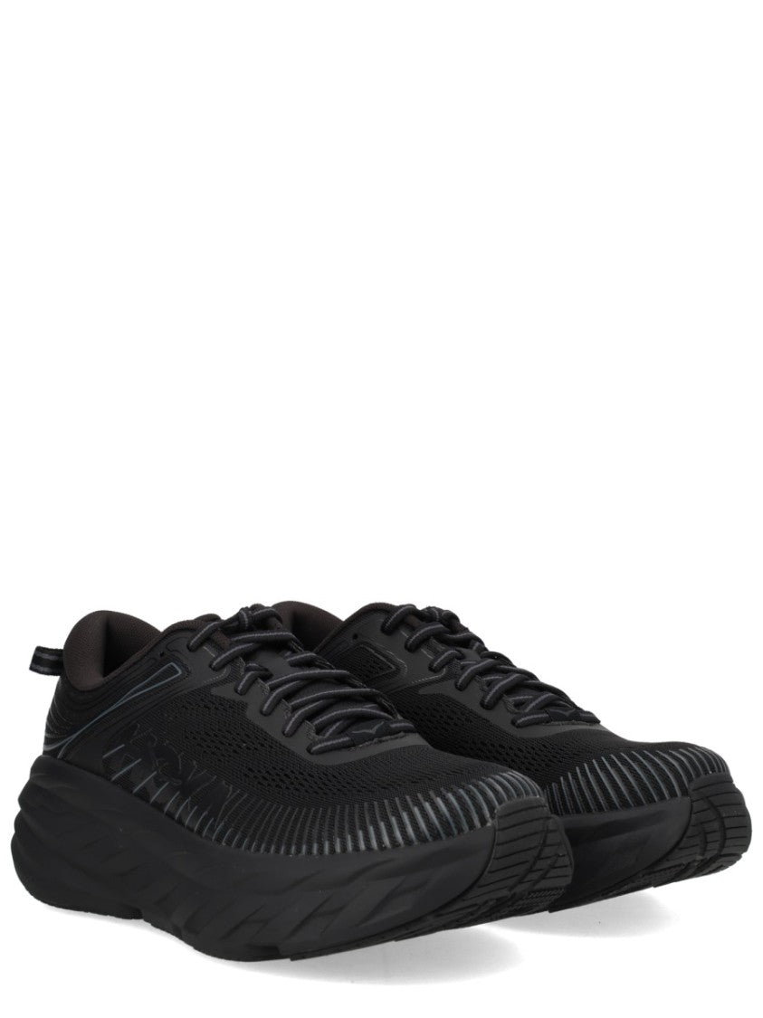 Hoka All-Black Bondi 7 Sneakers With Cushioned Sole