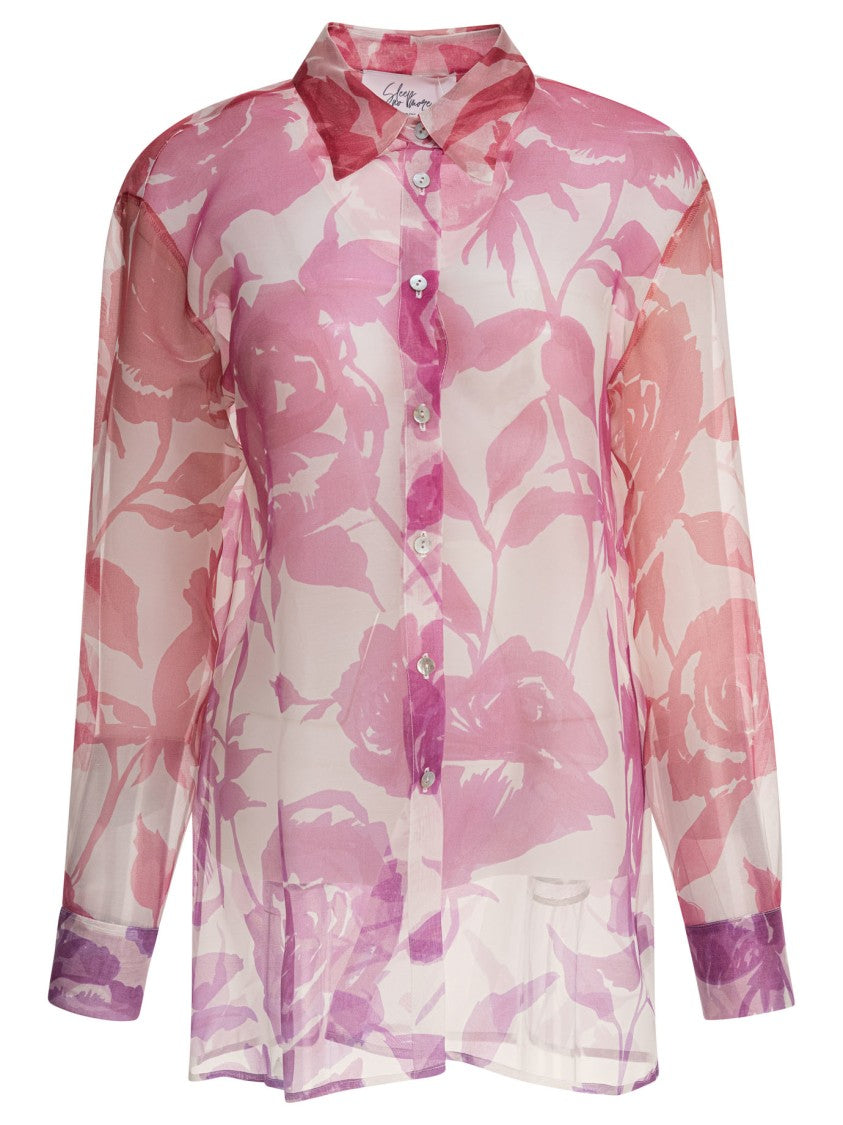 Sleep No More Floral Sheer Silk Shirt