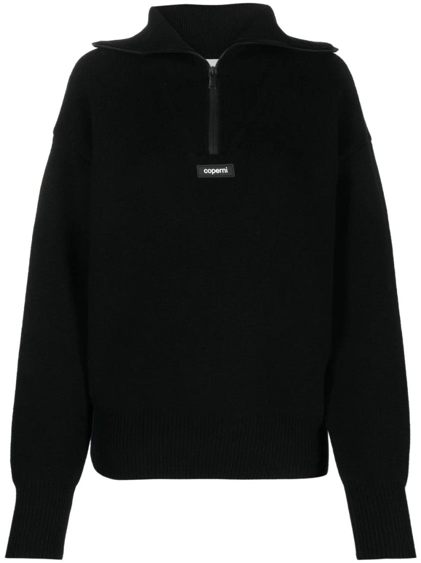Coperni Boxy Half-Zip Sweater With High Collar
