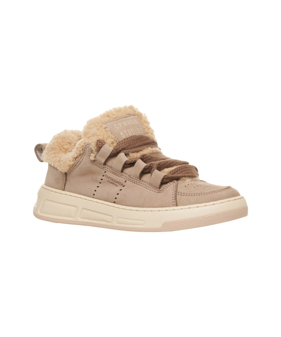 Copenaghen Neutral-Toned Sneakers With Shearling Lining And Raised Sole