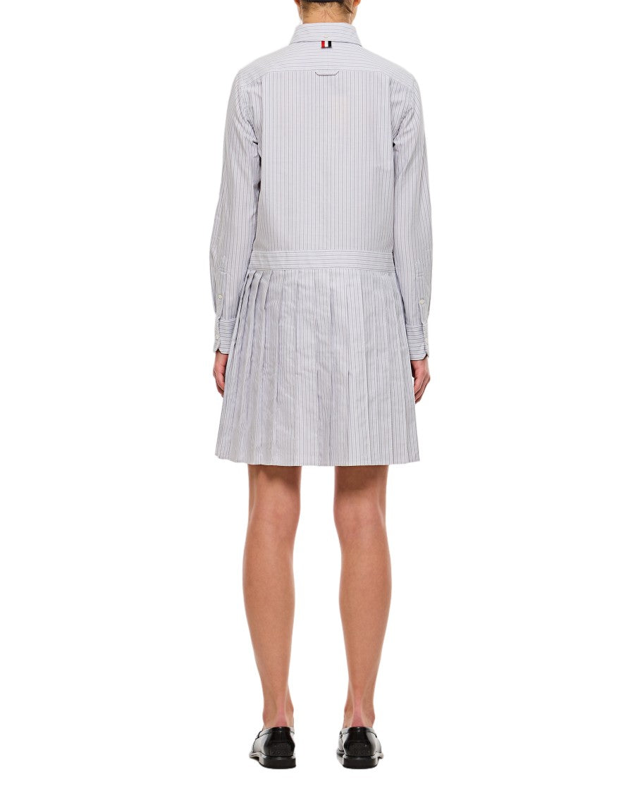 Thom Browne Oxford Stripe Oversized Shirtdress With Asymmetric Pleat Detail