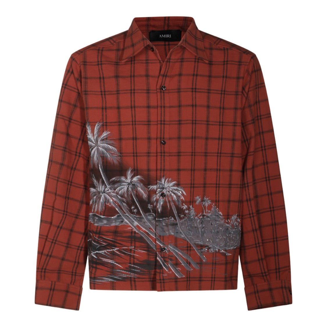 Amiri Rust Black Checkered Print Casual Shirt