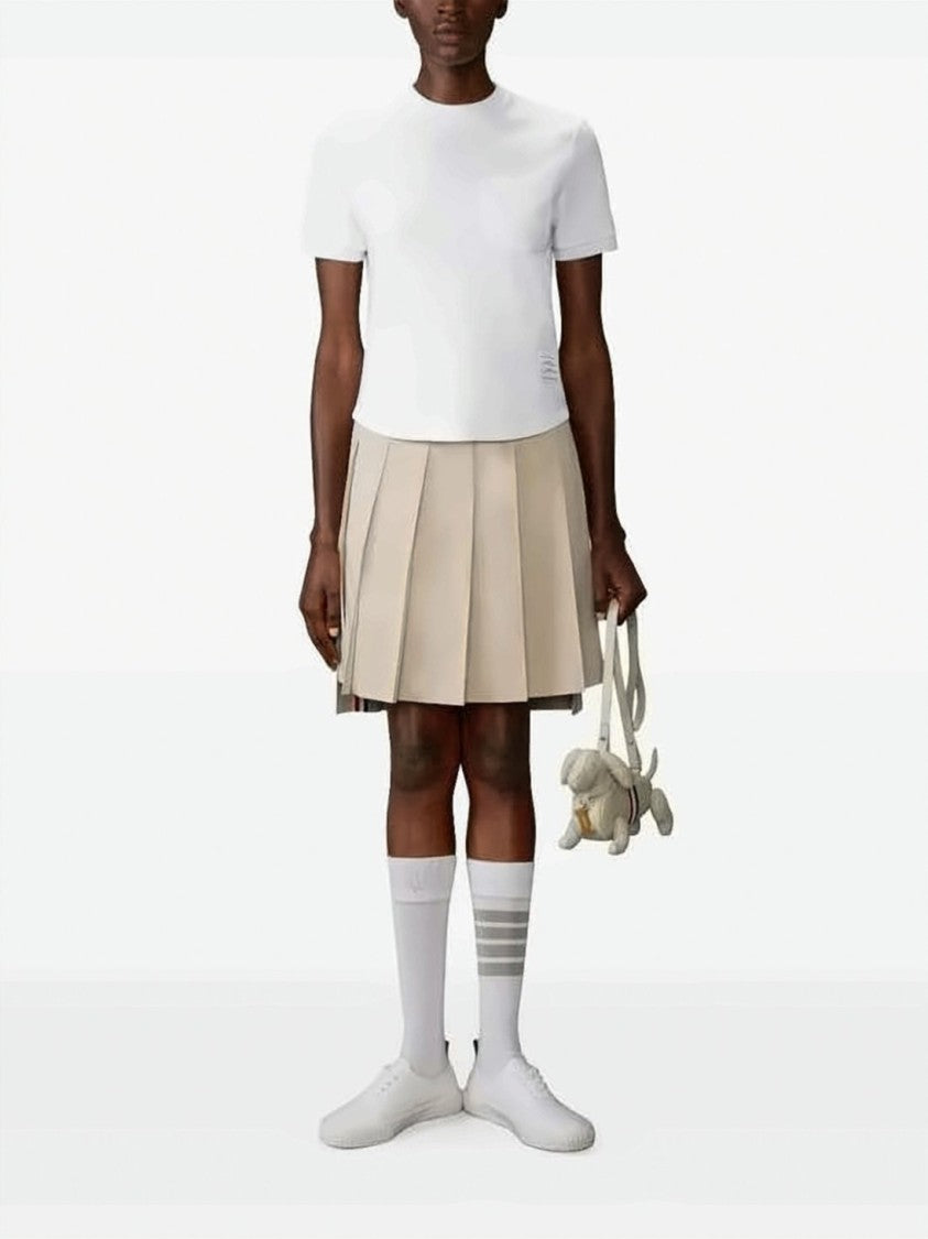 Thom Browne Cropped White Cotton T-Shirt With Pocket Detail