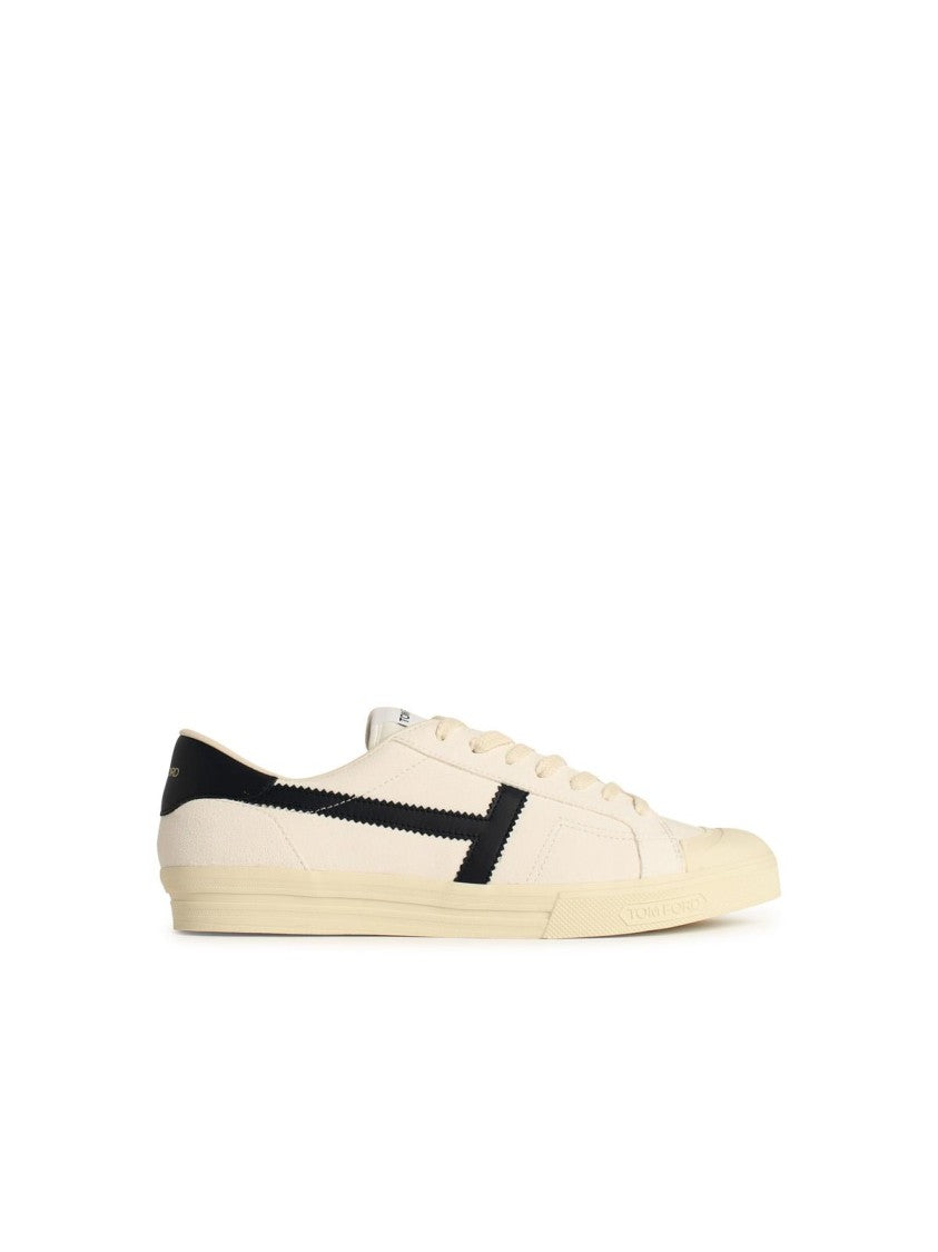 Tom Ford Beige Suede/Calfskin Leather Blend Sneakers