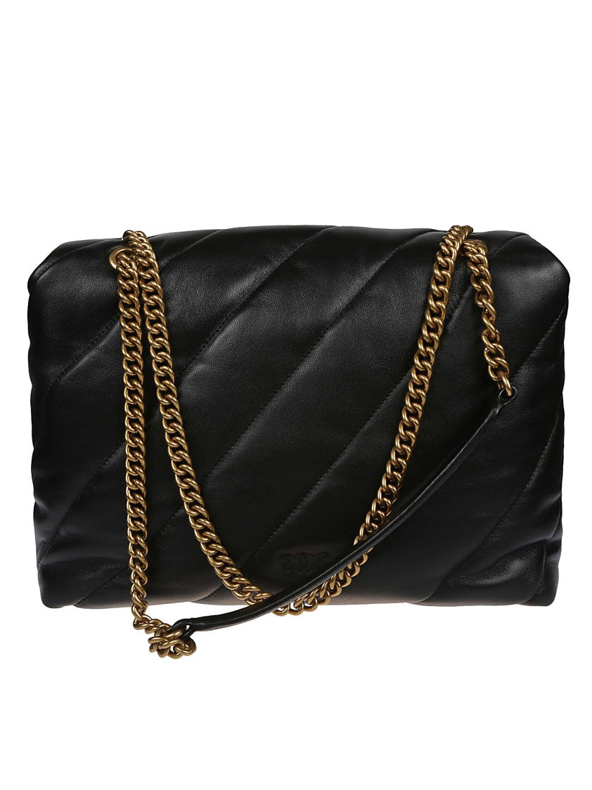 Pinko Love Big Puff Black Sheepskin Shoulder Bag