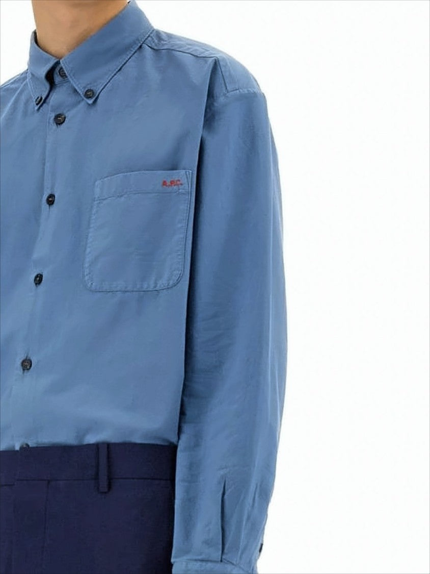 A.P.C. Casual Denim Shirt With Button-Down Collar