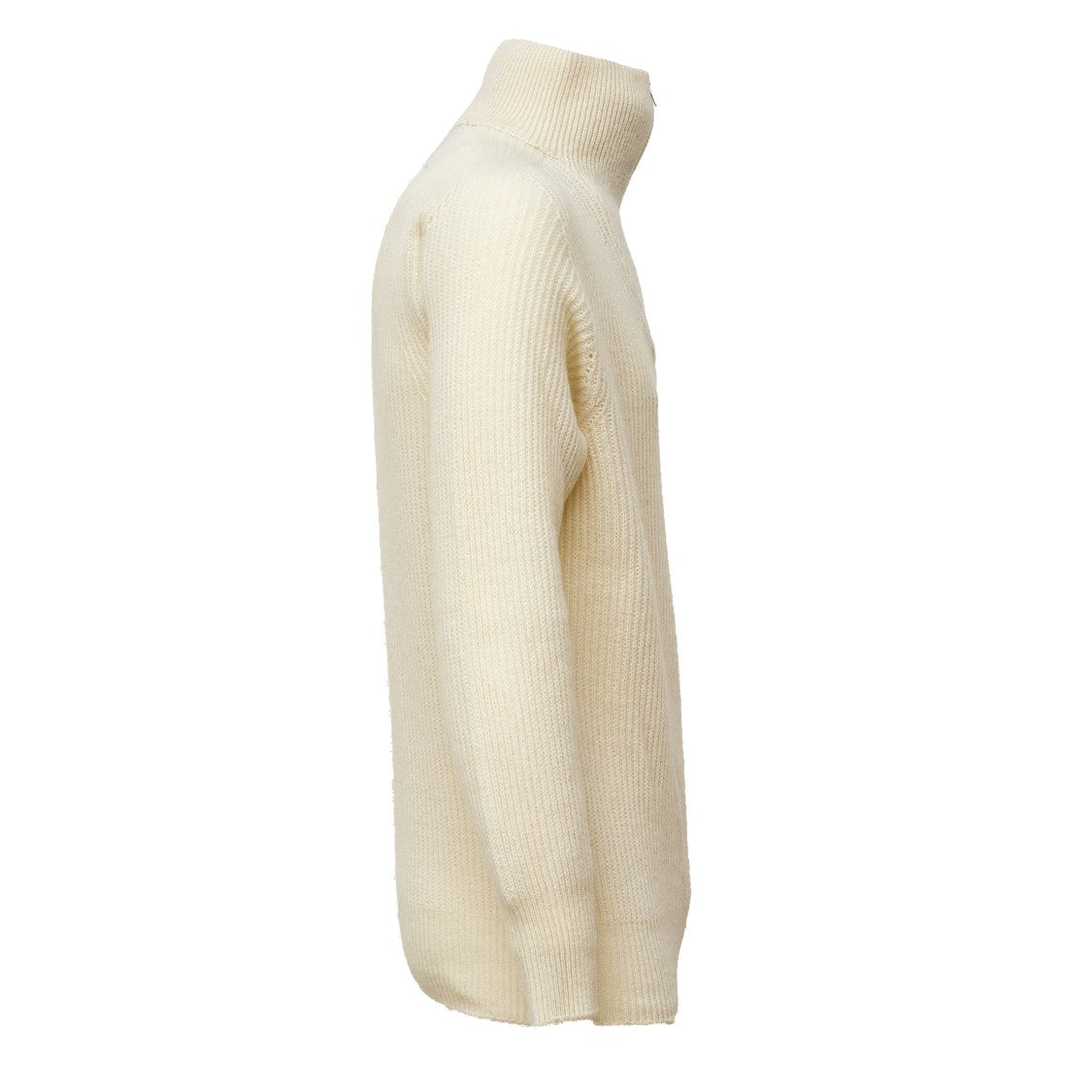 Amaranto Ribbed Knit Sweater With Half Zip And Embroidered Detail