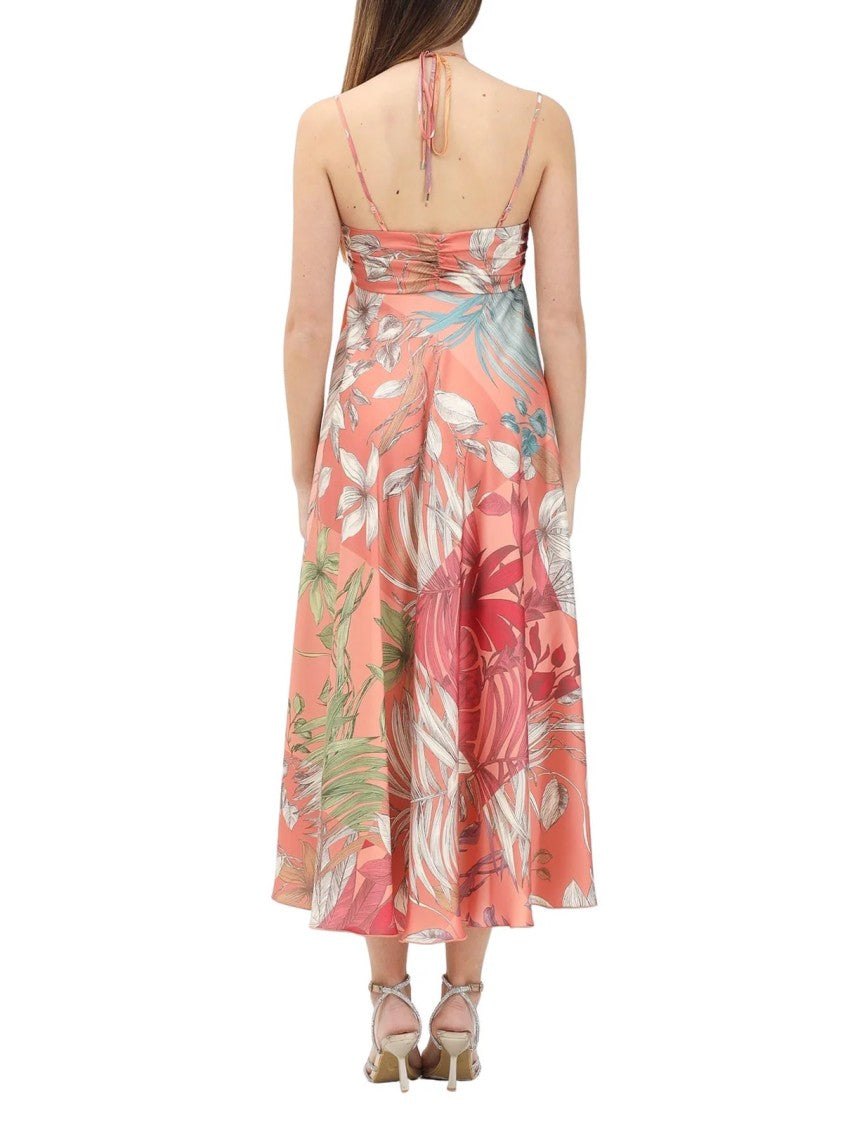 Simona Corsellini Multicolor Empire Silhouette Twisted Front Polyester Maxi Dress