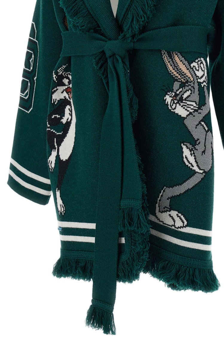 Alanui Bugs Bunny & Sylvester Wool-Cashmere Jacquard Cardigan