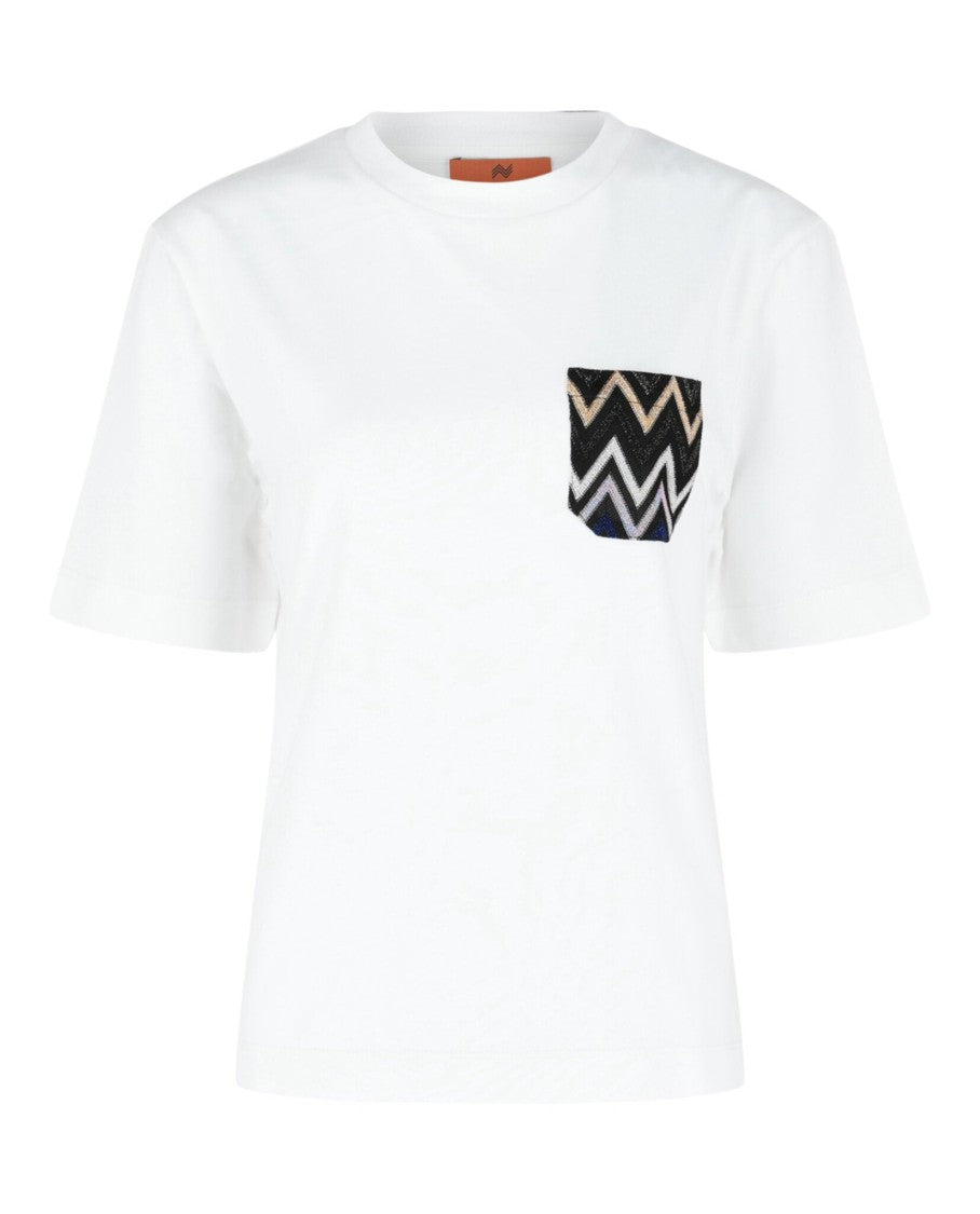 Missoni Cotton T-Shirt With Zig Zag Lamé Pocket
