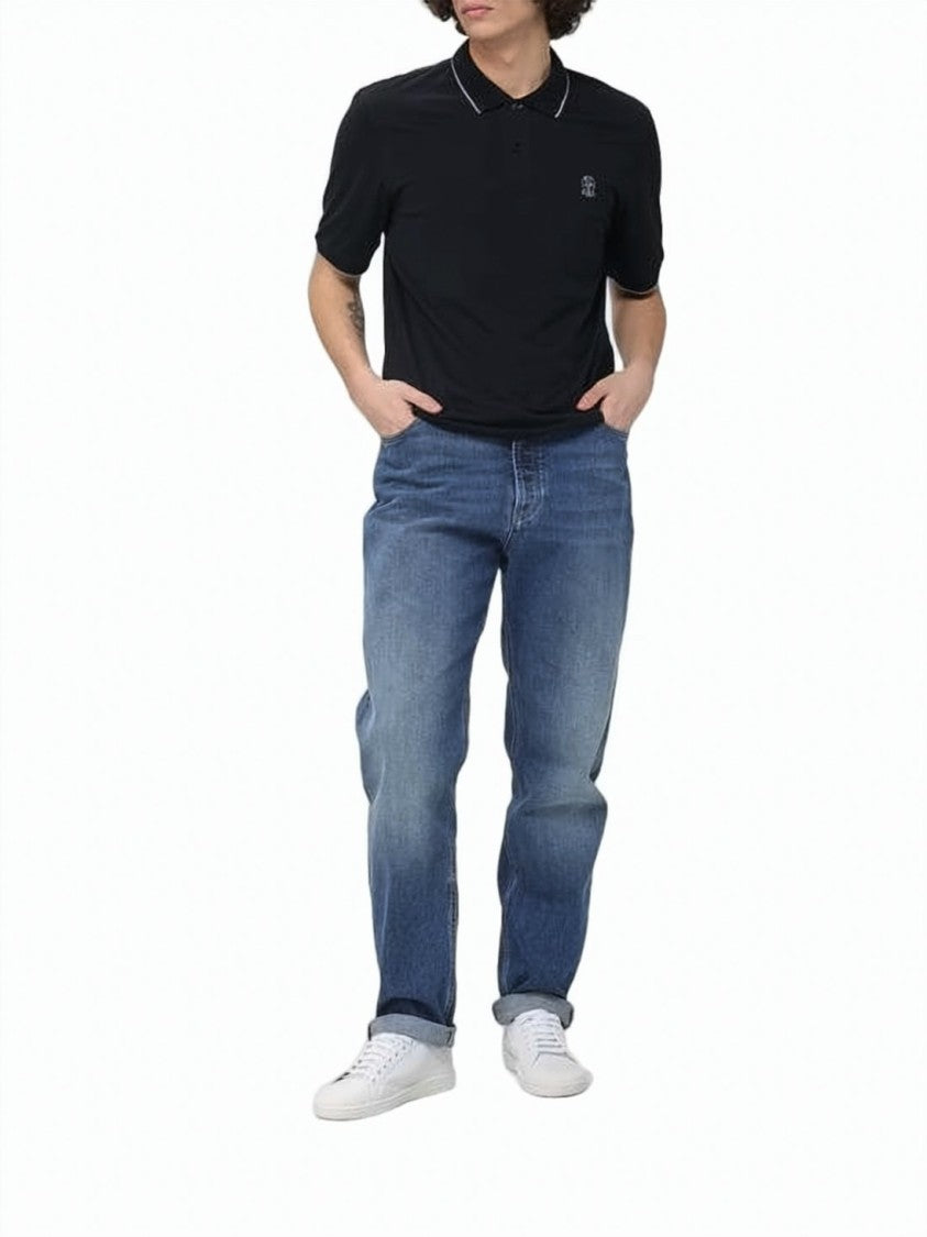 Brunello Cucinelli Short-Sleeve Polo Shirt With Contrast Piping