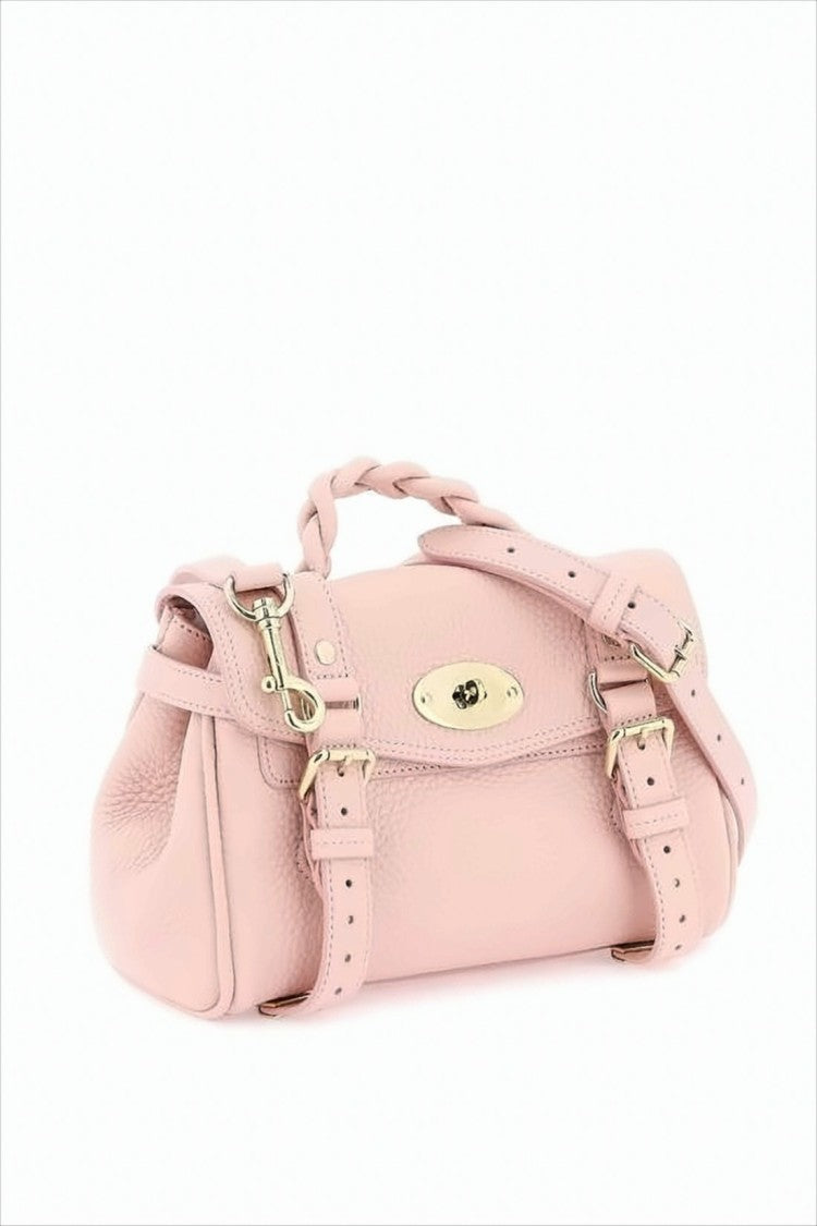 Mulberry Structured Leather Crossbody Bag With Braided Top Handle