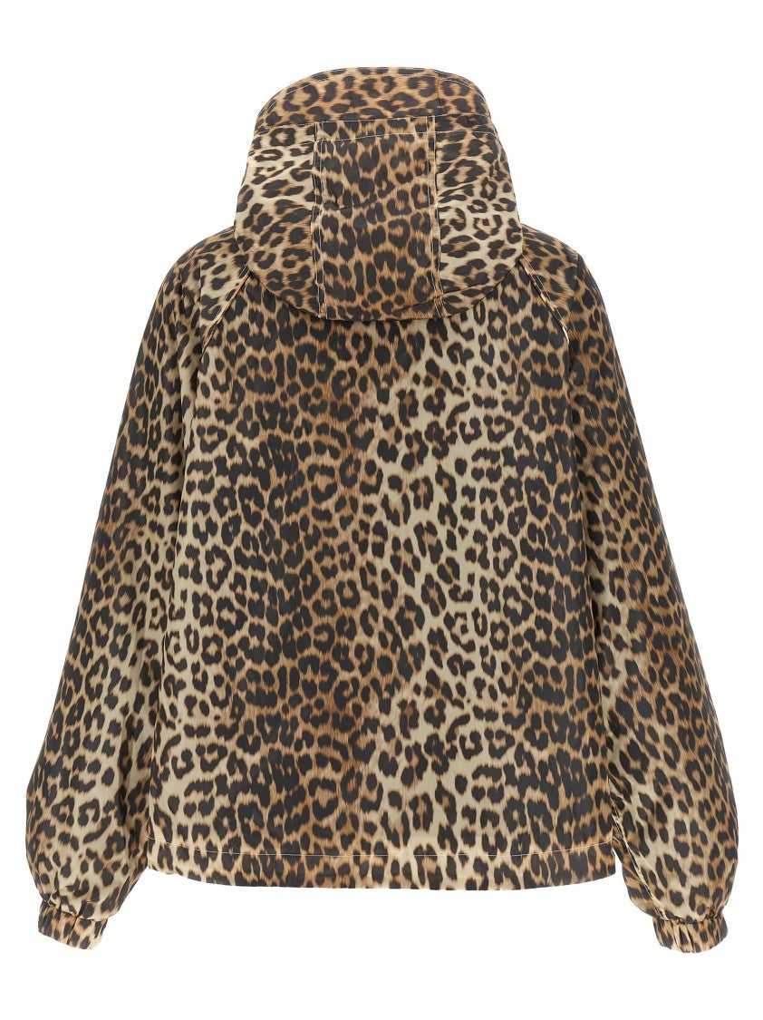 Ganni 'Leopard Print Nylon' Windbreaker