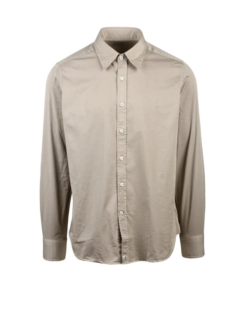 Sonrisa Classic Button-Down Beige Cotton Shirt
