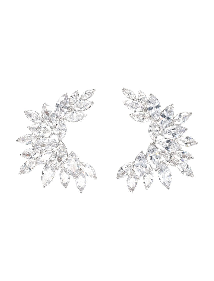 Self-Portrait Crystal Cuff Silver Plated Earring Cuffs
