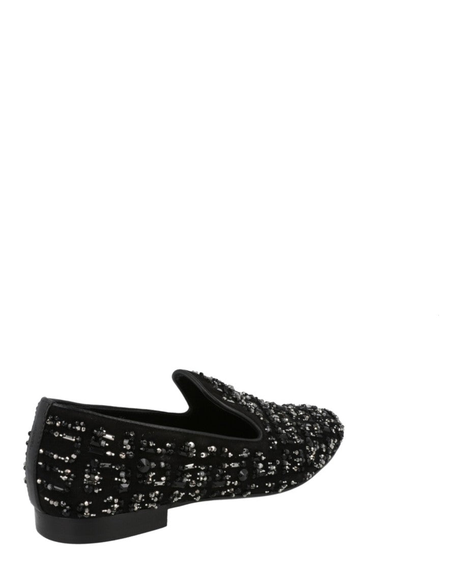 Versace Suede Bead-Embellished Slippers