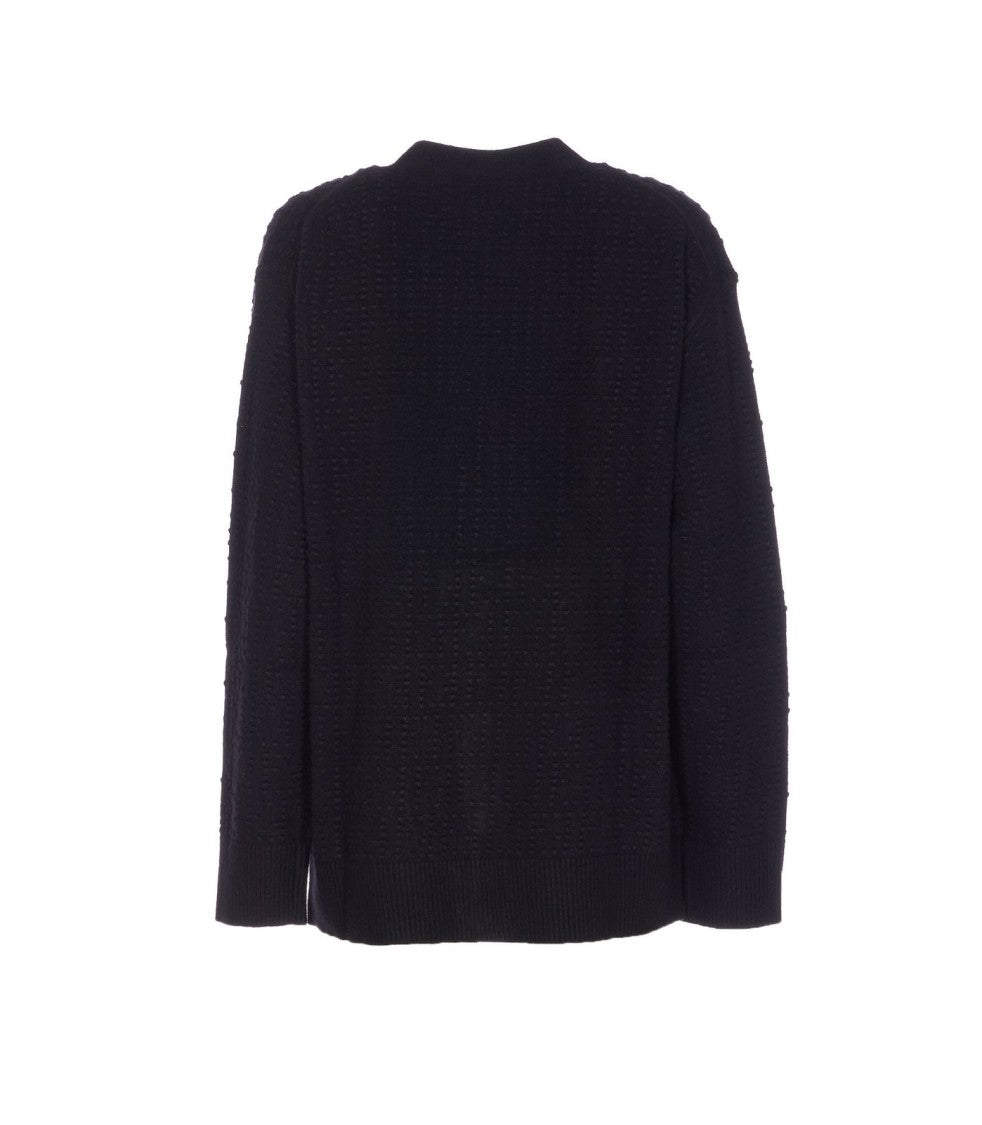 Fendi Textured Knit Cardigan With Deep V-Neckline