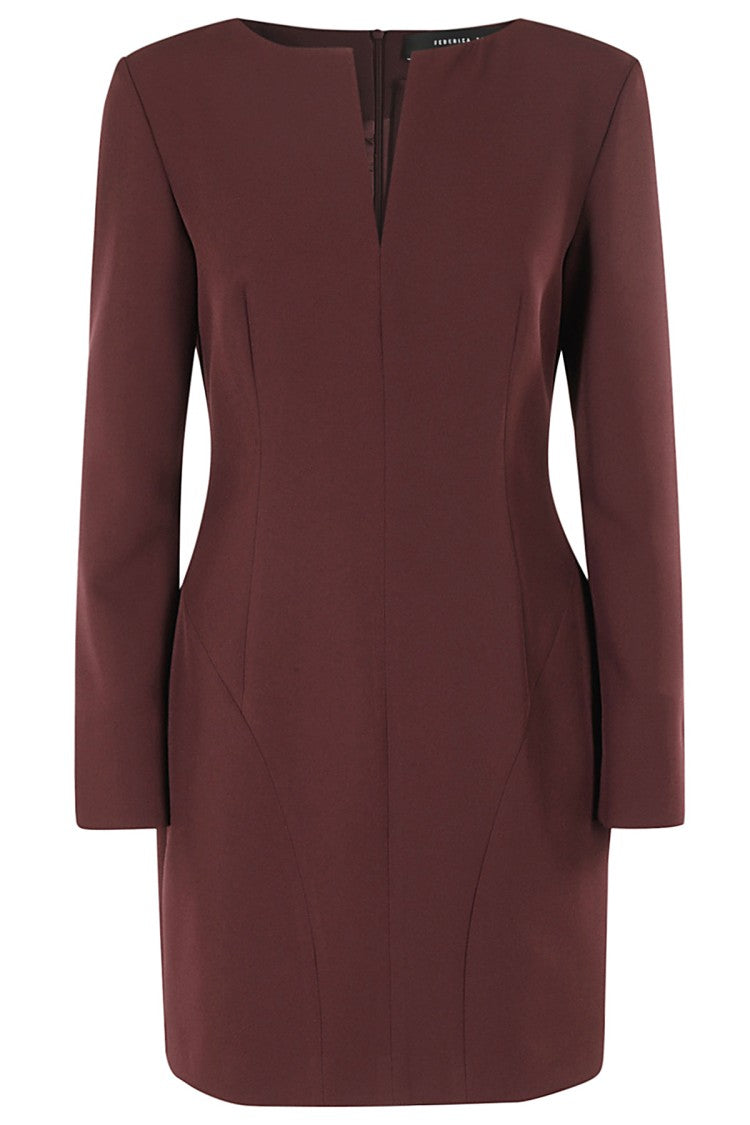 Federica Tosi Burgundy V-Neck Sheath Dress