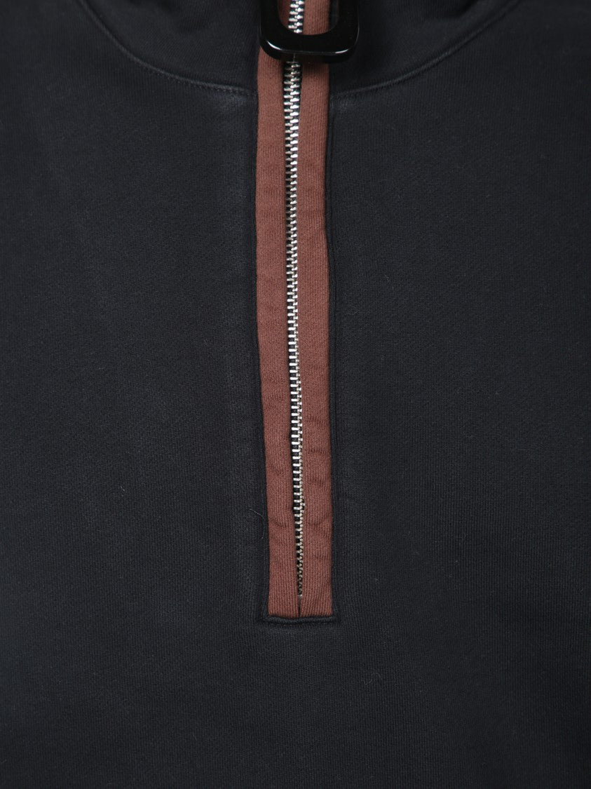 J. W. Anderson High Collar Black Sweatshirt With Leather Details