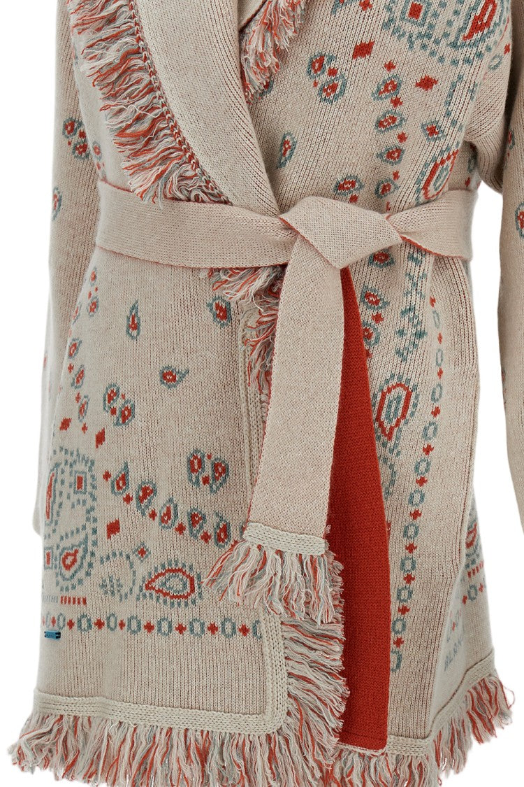 Alanui Bandana Jacquard Cashmere Cardigan With Removable Belt