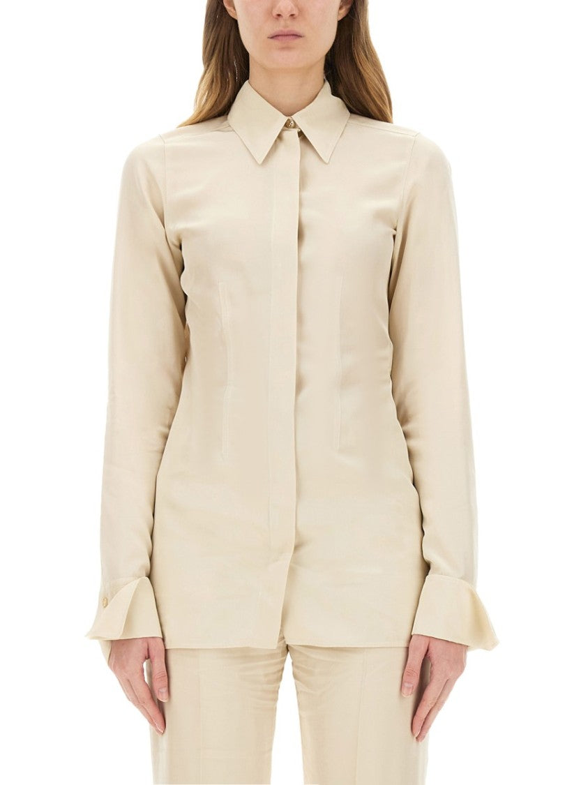 Sportmax Slim Fit Viscose Shirt With Unique Open Back Design
