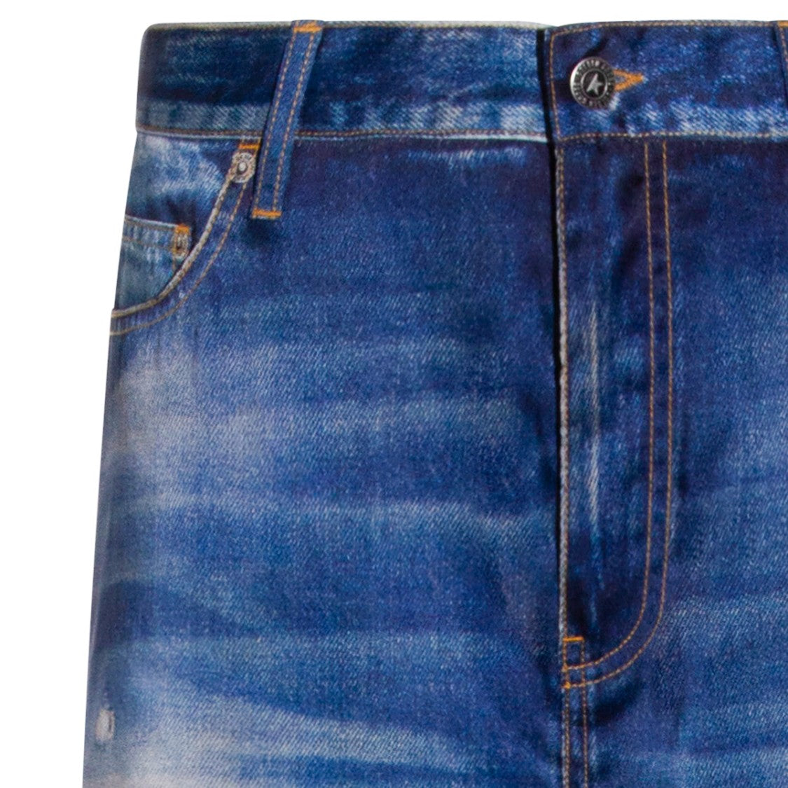 Golden Goose Mid-Rise Wide-Leg Jeans With Vintage Denim Print