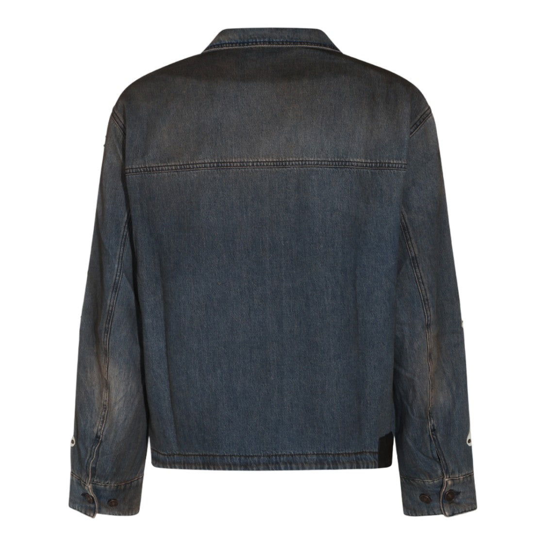 Amiri Dark Washed Denim Jacket With Zipper Closure
