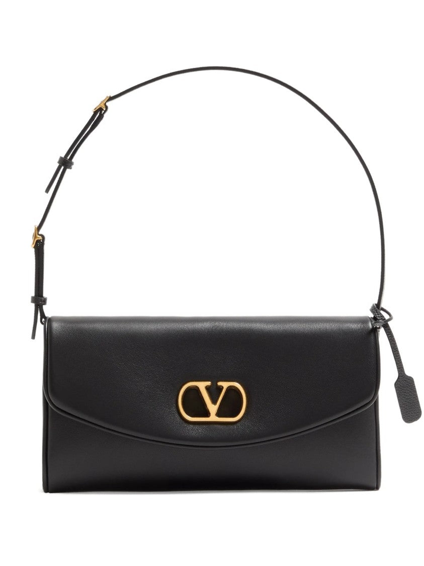 Valentino Black Devain Nappa Leather Structured Clutch
