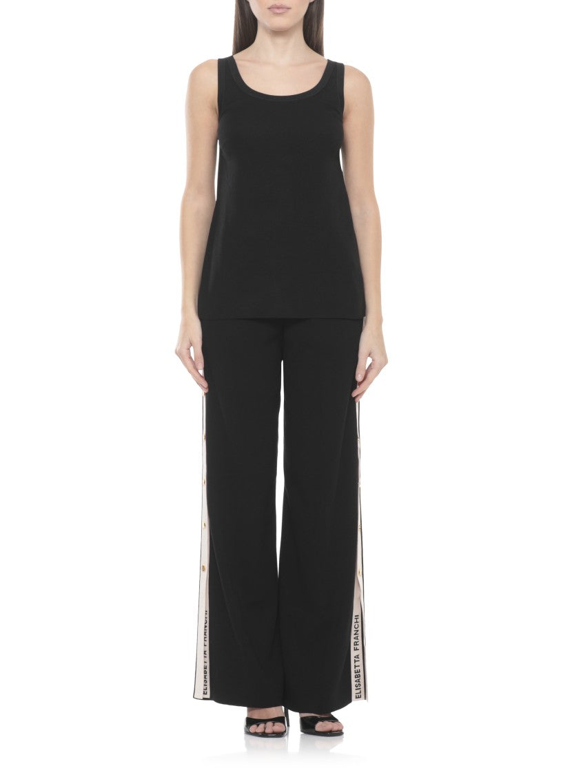 Elisabetta Franchi Black Logo Button Viscose Tank Top