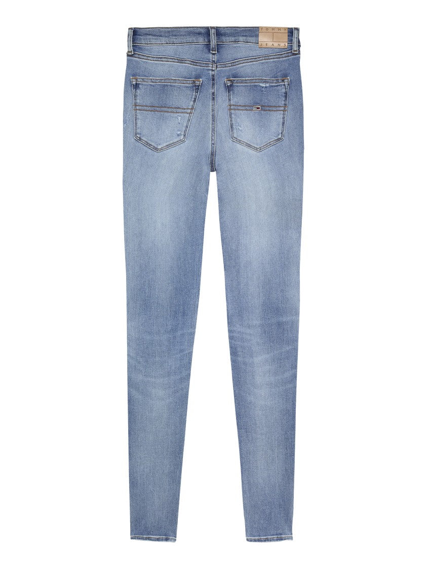 Tommy Jeans Fitted Light Blue Jeans With Distressed Detailing