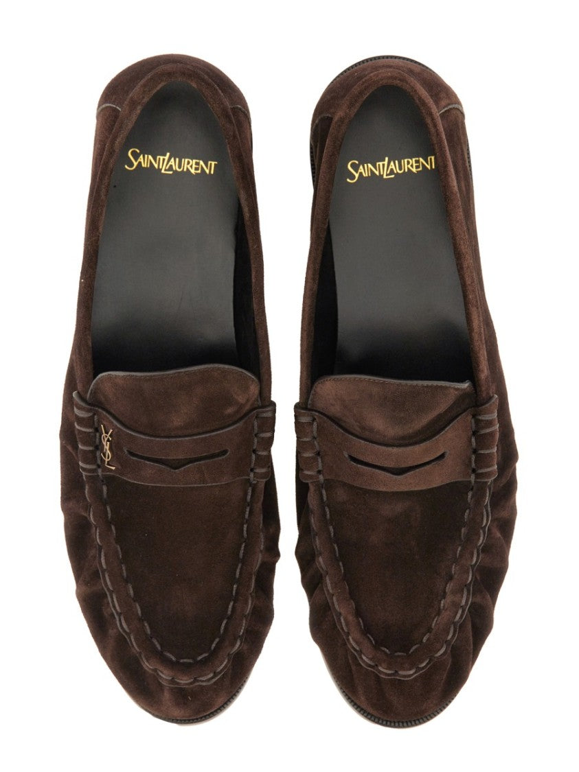 Saint Laurent Moccasin Loafers In Rich Suede Finish