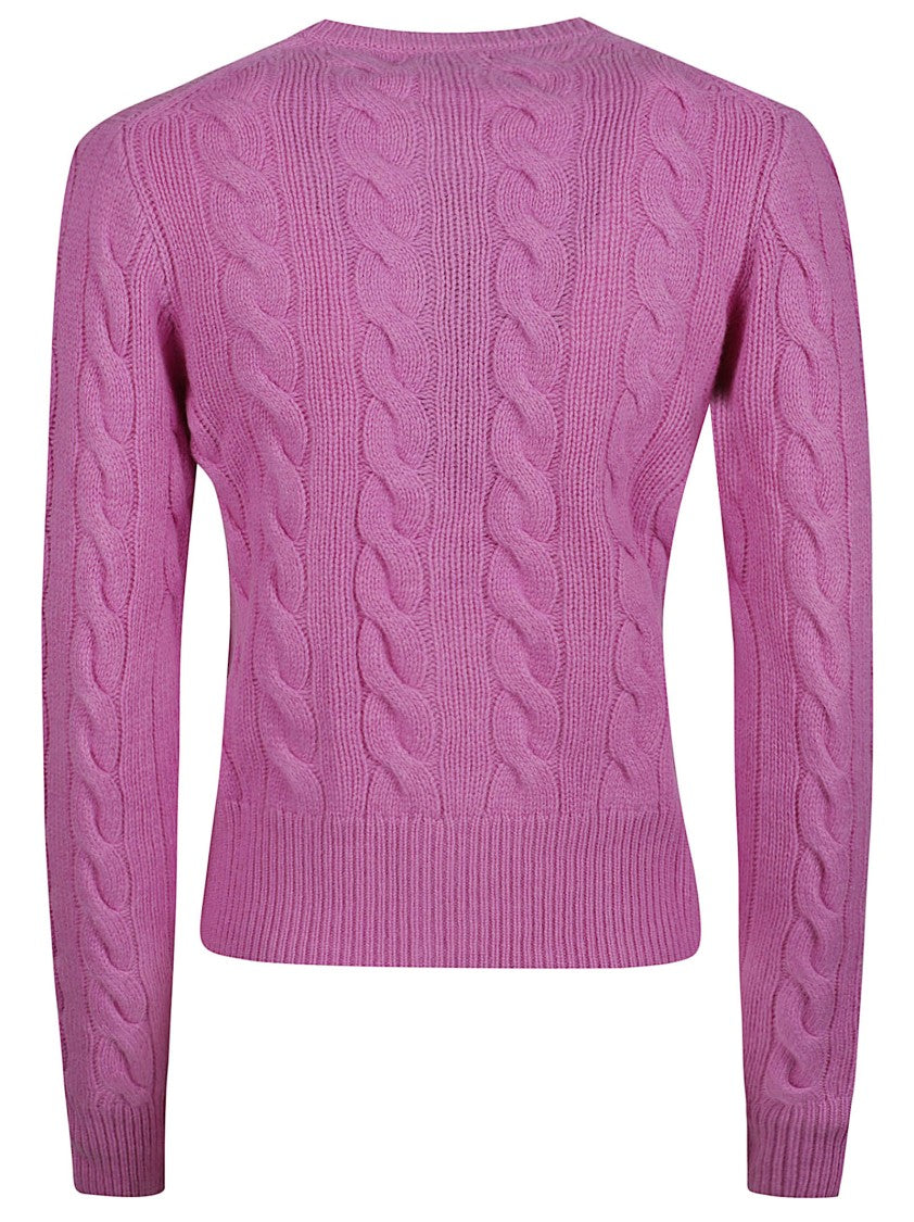 Polo Ralph Lauren Cropped Cable Knit Cardigan With Scalloped Button Placket