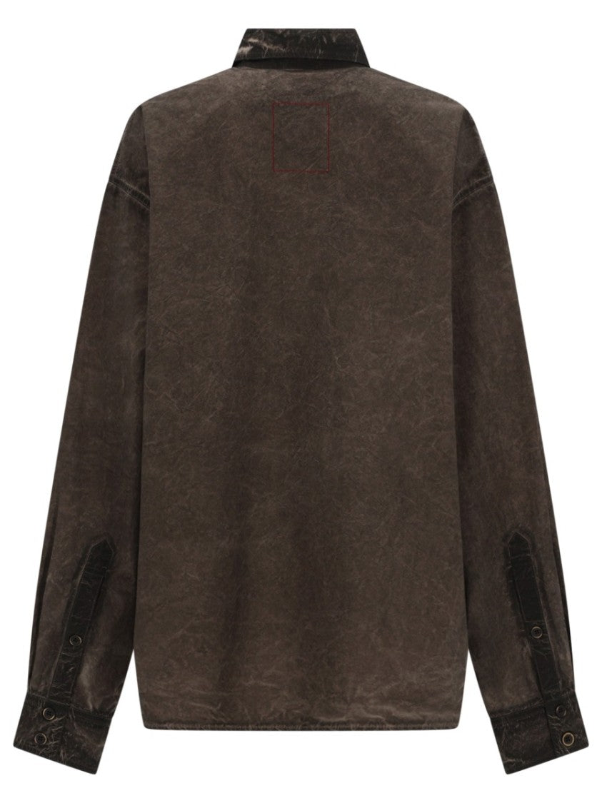 Uma Wang Neutrals Tavis Distressed Flap Pockets Cotton Shirt