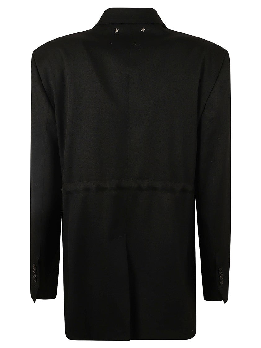 Golden Goose Double-Breasted Black Jacket With Satin Lapel