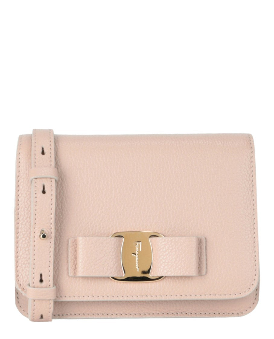 Ferragamo Vara Bow Crossbody With Pebbled Finish And Gold-Tone Hardware