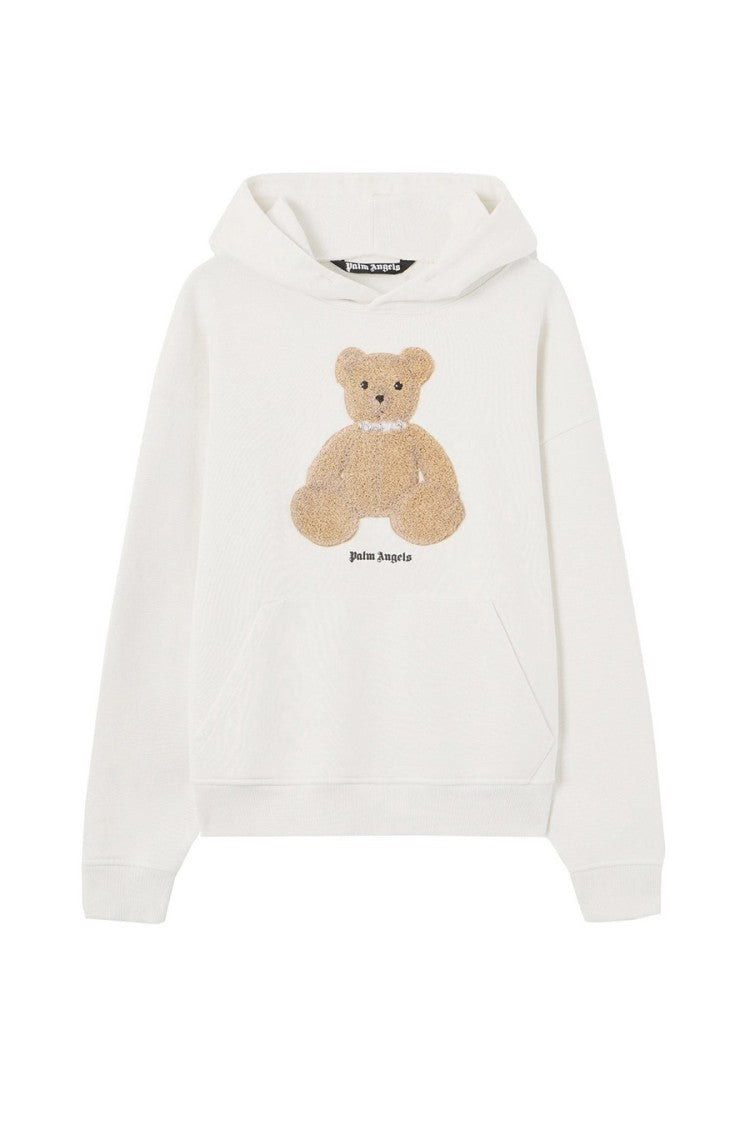 Palm Angels White Cotton Printed Hoodie