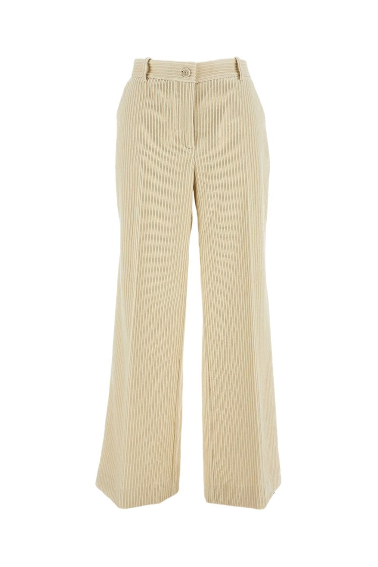 Parosh Wide-Leg Corduroy Trousers With Vertical Ribbed Texture