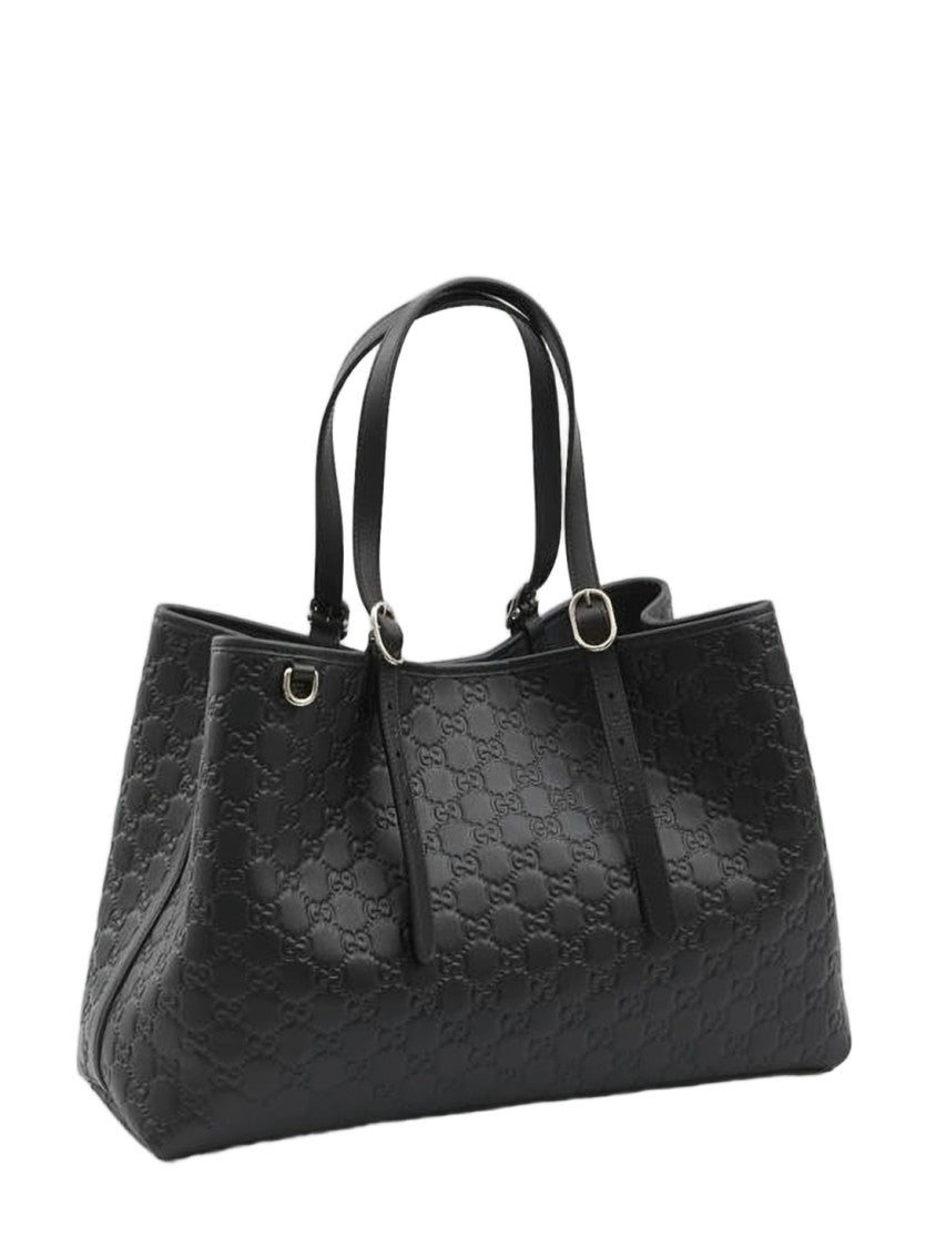 Gucci Embossed Leather Tote Bag With Adjustable Handles