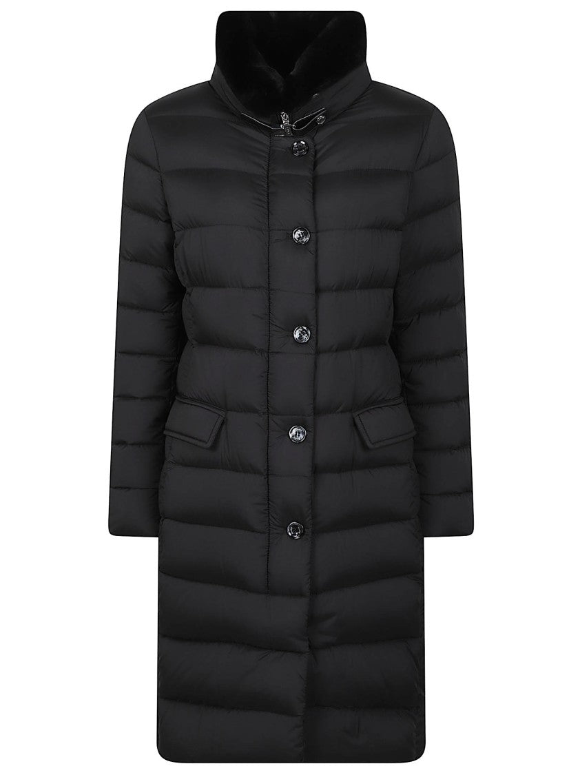 Moorer Vetiver-S3 Quilted Flap-Pocket High-Collar Down Coat